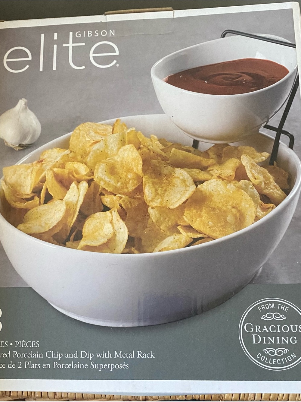 Gibson White Porcelain Chip and Dip Serving Set